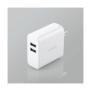 ELECOM(エレコム) AC充電器 4.8A出力 USB-Aメス2ポート おまかせ充電搭載 ホワイ...