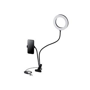 ELECOM(エレコム) LEDリングライト 16cm クリップスタンド 3色モード 10段階調光 ...