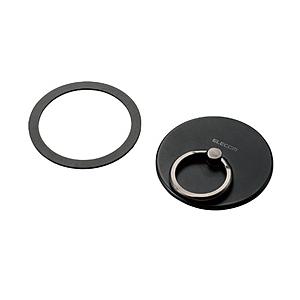 ELECOM(エレコム) マグネットスマホリング 薄型 メタルプレート付属  ブラック P-STRM...