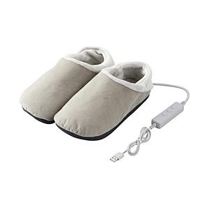 ELECOM エクリアwarm/USBフットウォーマー/温度調整機能/スリッポン/サイズフリー/グレージュ   HCW-FO02BE