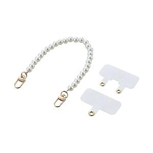 ELECOM(エレコム) スマホ ハンドストラップ 約16cm  パール ホワイト P-STHPAL