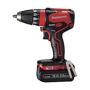 Panasonic(パナソニック) デュアル 14.4V 5.0Ah 充電式ドリルドライバー  赤 ...