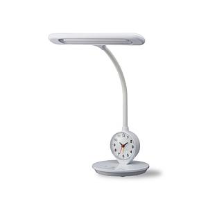 目覚まし時計付きLEDデスクライト DL-R478WH 見やすいアナログ時計表示 調色機能（昼光色〜...