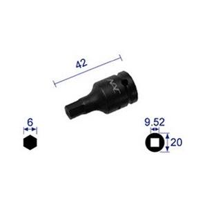 長堀工業 ヘキサゴンレンチソケット ショートタイプ 差込角9．52x対辺6mm 306C