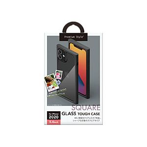 PGA iPhone 12 mini 5.4インチ対応ガラスタフケース スクエアタイプ ブラック P...