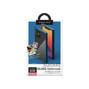 PGA iPhone 12 mini 5.4インチ対応ガラスタフケース スクエアタイプ ネイビー P...