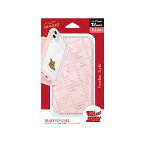 PGA iPhone 12 mini用 ガラスフリップケース [トムとジェリー/ピンク] PG-WG...