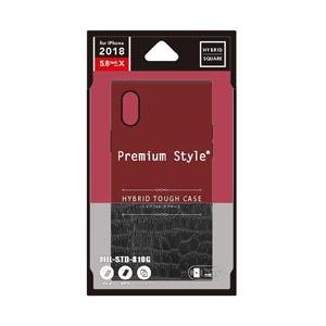 PGA iPhone XS用 5.8用 ハイブリッドタフケース クロコダイル調 レッド PG-18X...