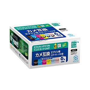 エコリカ 互換リサイクルインクカートリッジ [エプソン KAM-6CL-L]カメ互換 6色パック(増...
