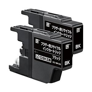 エコリカ 互換リサイクルインクカートリッジ [ブラザー LC12BK-2PK] ブラック(2個パック...