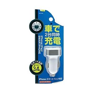 オズマ USBポートタイプ　DC充電器　3.4A　2ポート　ホワイト　IDCU2-034W [振込不...