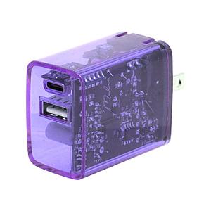 インプリンク PD対応TypeC/USB-A AC充電器20W  クリアパープル IMAC1CU20...