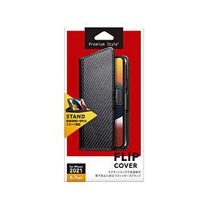PGA iPhone 13 Pro Max対応 6.7inch フリップカバー カーボン調ブラック ...