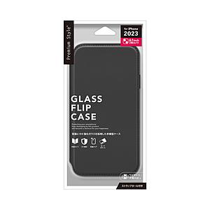 PGA iPhone 15 ガラスフリップケース Premium Style ブラック PG-23A...