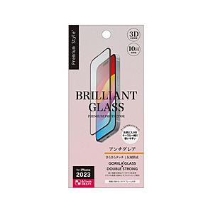 PGA iPhone 15 ガイドフレーム付 液晶全面保護ガラス BRILLIANT 2度強化/ゴリ...