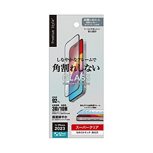 PGA iPhone 15 Plus ガイドフレーム付 液晶全面保護ガラス 角割れ防止PETフレーム...