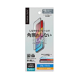 PGA iPhone 15 Plus ガイドフレーム付 液晶全面保護ガラス 角割れ防止PETフレーム...