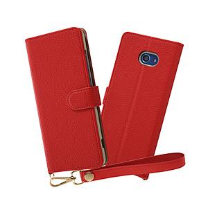 レイアウト BASIO4/かんたんスマホ2 手帳型ケース クリアポケット ハンドストラップ ルーペ付...