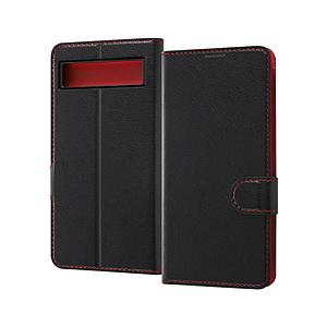 レイアウト 【Google Pixel 6a】手帳型ケース シンプル マグネット  ブラックレッド ...