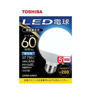 TOSHIBA(東芝) LED電球（ボール形）60W相当　昼光色　（外径95mm）口金E26　広配光...