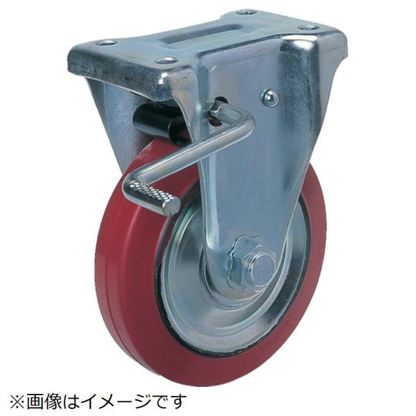 ヨドノ ヨドノ　プレス製固定金具ブレーキ付赤ゴム車　１００φ