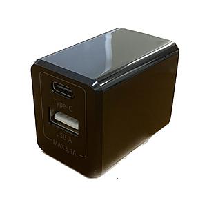オズマ 自動判別機能搭載 AC-USB充電器3.4A 2Port（C＆A）  ブラック IH-ACU...