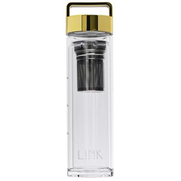 Link 2 Japan Tii Bottle 茶こし付き二重ガラス構造ボトル ゴールド [炭酸対応...