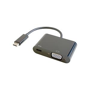 GOPPA 映像変換アダプタ [USB-C オス→メス VGA /USB-Cメス(給電用 PD60W...
