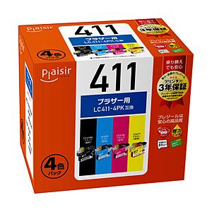プレジール 互換プリンターインク [ブラザー LC411-4PK] 4色パック PLE-BR411-...