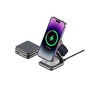 ADAMELEMENTS MagSafe対応折りたたみ式 トラベル充電スタンド Mag 3 グレー ...