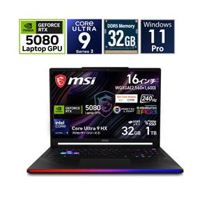 ゲーミングノートパソコン Raider 16 Max HX B2W(RTX 5080) コアブラック...