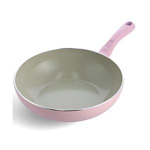 グリーンパン グリーンシェフ アースカラー ウォックパン 28cm クォーツピンク    ［IH対応...