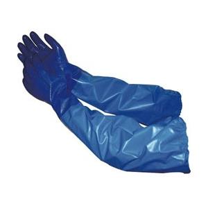 エステー NO660ニトリルモデルブルー腕カバー付手袋M　NO660BBM