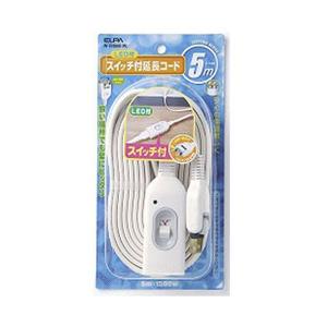 ELPA スイッチ付延長コード （2P式・1個口・5m）　W-S1050B-W