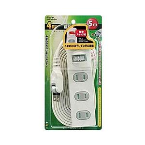 ELPA 火災予防安全タップ（2P・4個口・5m）　WBS-T4050B-W 白