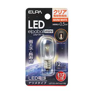 ELPA LED電球 「エルパボールミニ」（ナツメ形／電球色相当・口金E12）　LDT1CL-G-E...