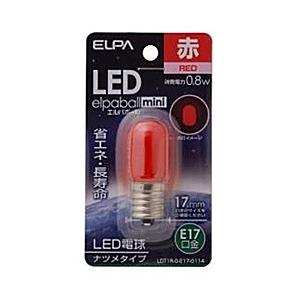 ELPA LED電球 「ナツメ形」（赤色・口金E17）　LDT1R-G-E17-G114