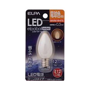 ELPA LED電球 「ローソク形」（電球色・口金E12）　LDC1L-G-E12-G301