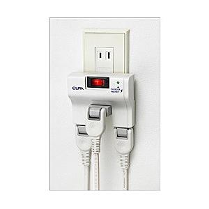 ELPA A-S400B-W 耐雷サージ ブレーカー内蔵スイッチ付タップ(3個口)