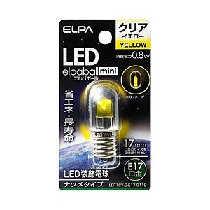 ELPA LED装飾電球 「LEDエルパボールmini」（ナツメ球形・0.8W／黄色・口金E17）　LDT1CY-G-E17-G119｜y-sofmap