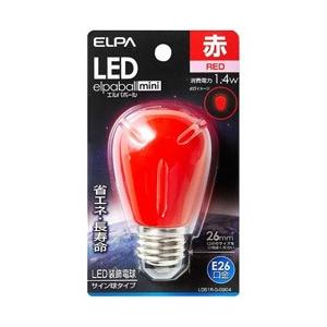 ELPA LED装飾電球 「LEDエルパボールmini」（サイン球形・1.4W／赤色・口金E26）　...