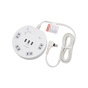 ELPA 電源タップ　耐雷丸形USBタップ　4個口　3ポート   WLS-LS402RUSB(W) ...