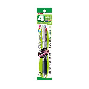 ゼブラ スリム4C 多色ボールペン パック入り クリップ-オン 透明 P-B4A5-C ［0.7mm...
