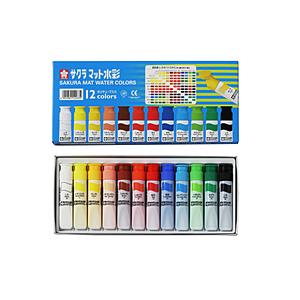 サクラクレパス 絵具(ポリチューブ入り) 12ml マット水彩 12色 MW12PR