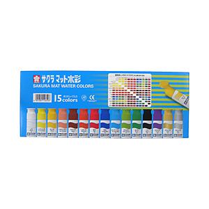 サクラクレパス 絵具(ポリチューブ入り) 12ml マット水彩 15色 MW15PR