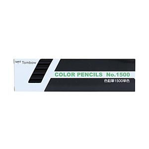 トンボ鉛筆 色鉛筆 1500 単色 1ダース(12本)  くろ 1500-33