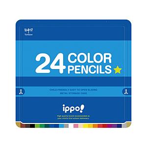 トンボ鉛筆 スライド缶入色鉛筆 24色セット ippo!(イッポ) プレーン Blue CL-RPM...