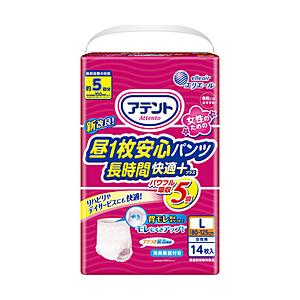大王製紙 アテント 昼１枚安心パンツ 長時間快適プラス Ｌ 女性用14枚