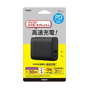 Nakabayashi 30W PD充電対応 USBType-C 1ポート/USB-A 1ポート充電...