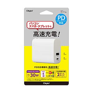 Nakabayashi 30W PD充電対応 USBType-C 1ポート/USB-A 1ポート充電...